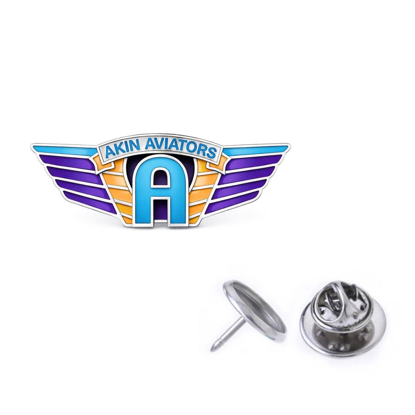 Akin Spirit Aviator Wing Brooch Pin with Enamel