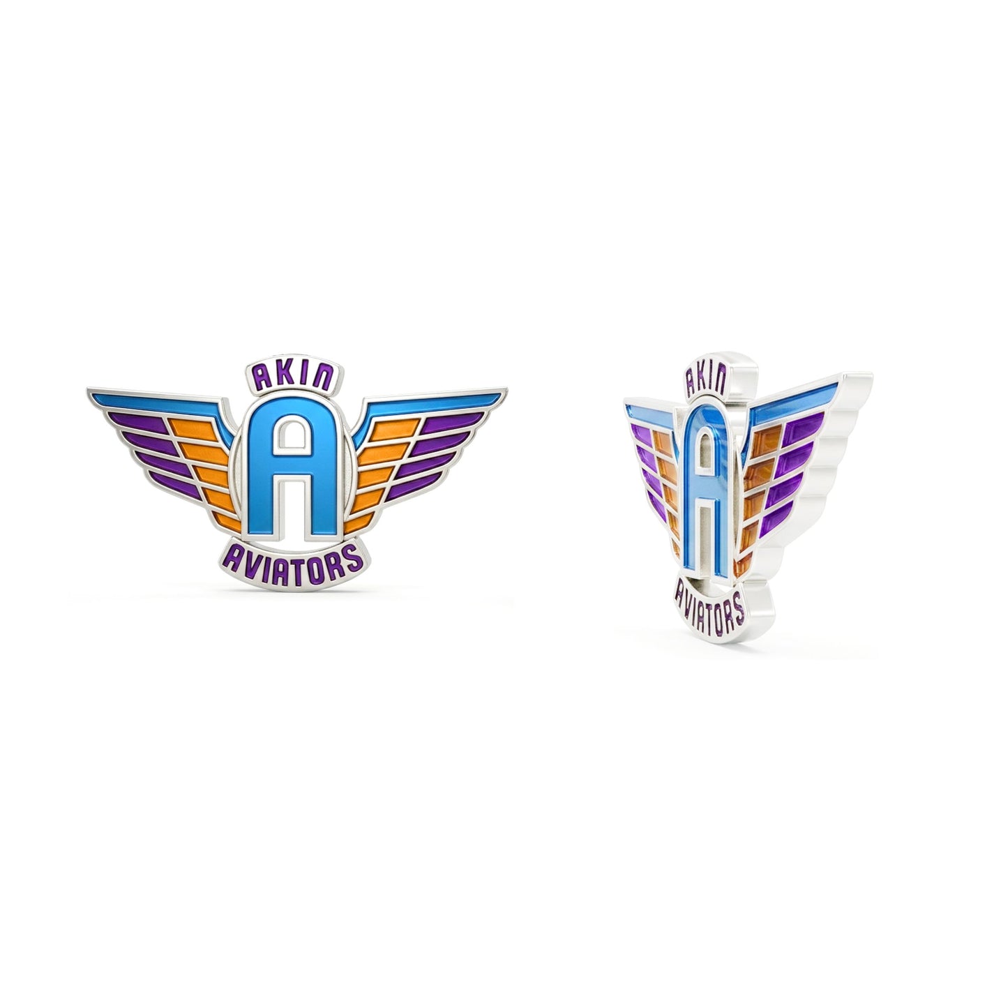 Colorful 'Akin Aviators' logo on a white background