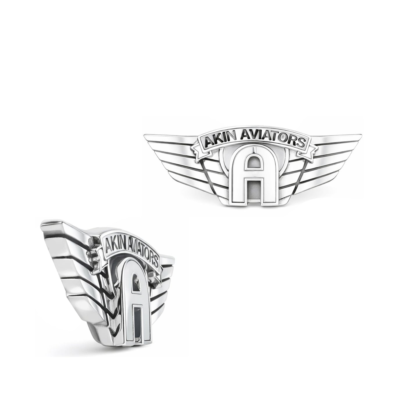 Akin Spirit Aviator Wing Logo Stud Earrings with Oxidized