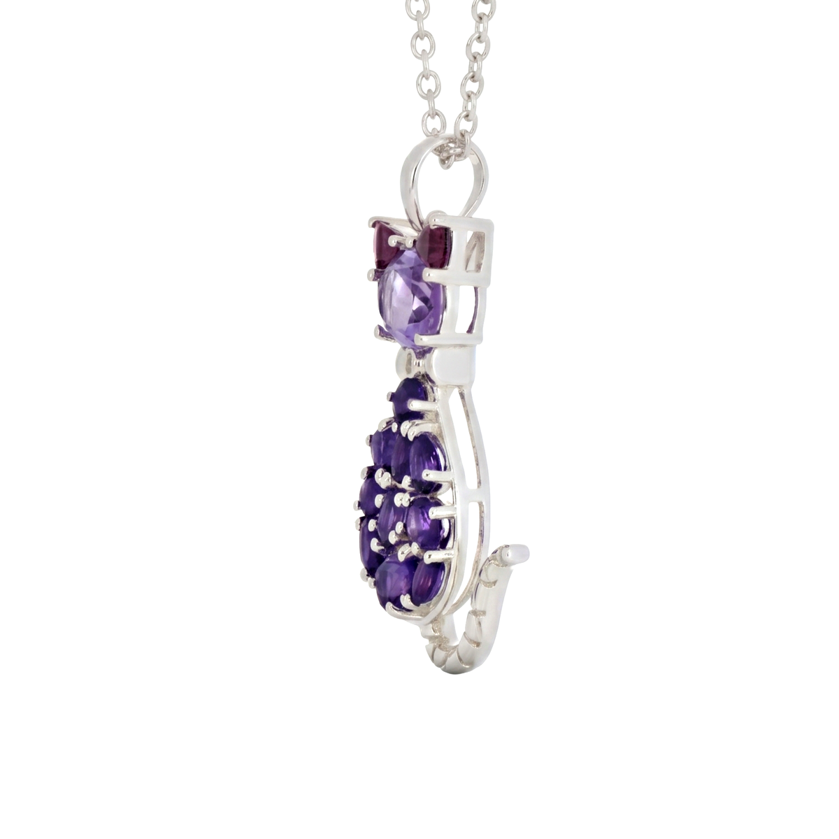 925 Sterling Silver Cat Amethyst Gemstone Pendant