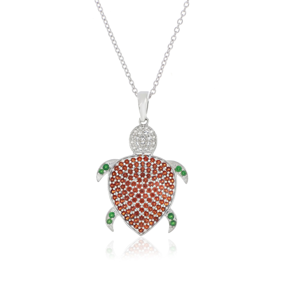 925 Sterling Silver Turtle Gemstone Pendant
