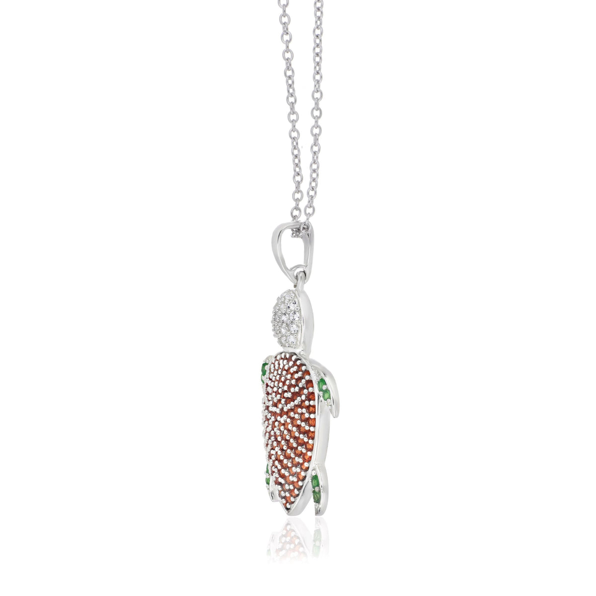 925 Sterling Silver Turtle Gemstone Pendant
