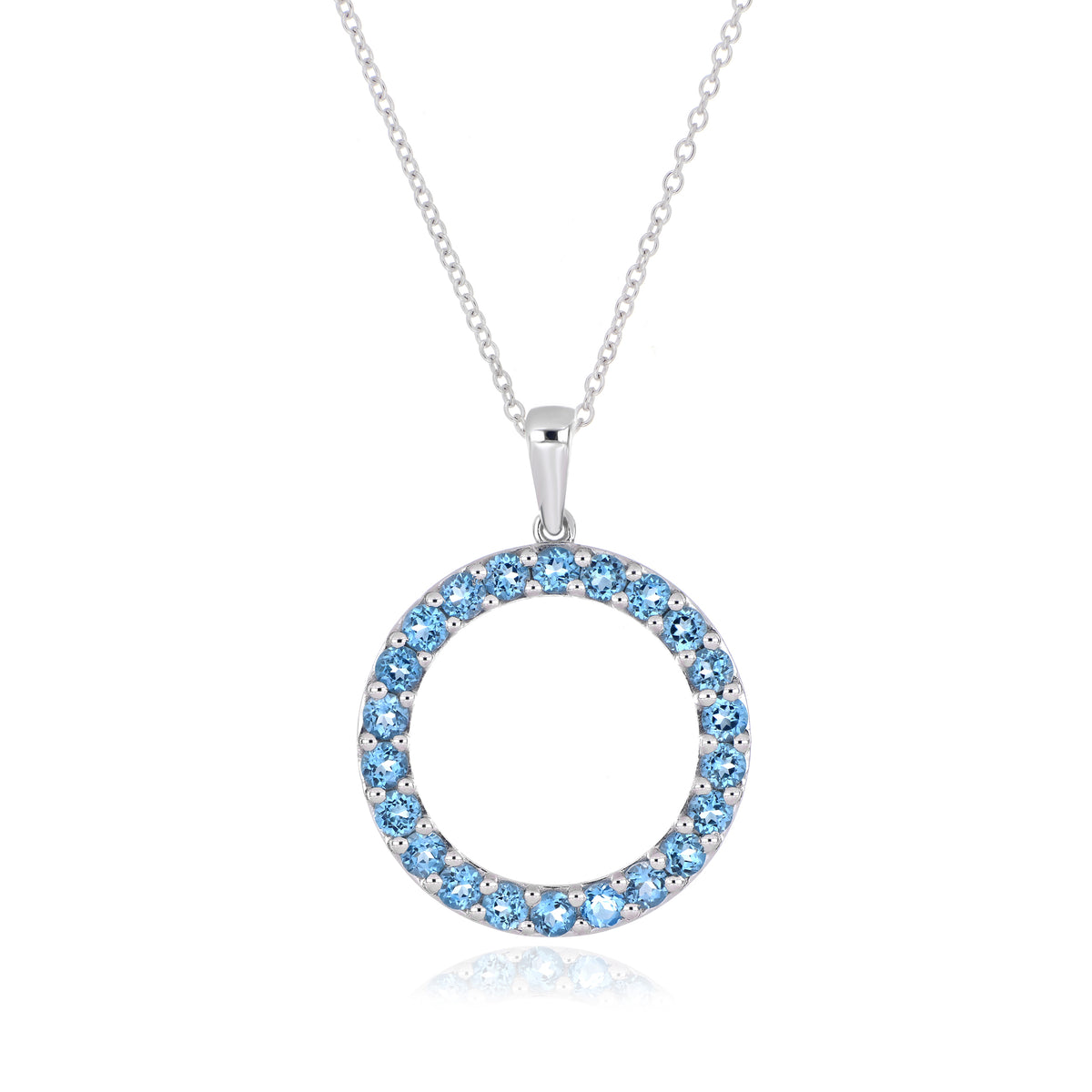 925 Sterling Silver Round-Cut Gemstone Circle Pendant