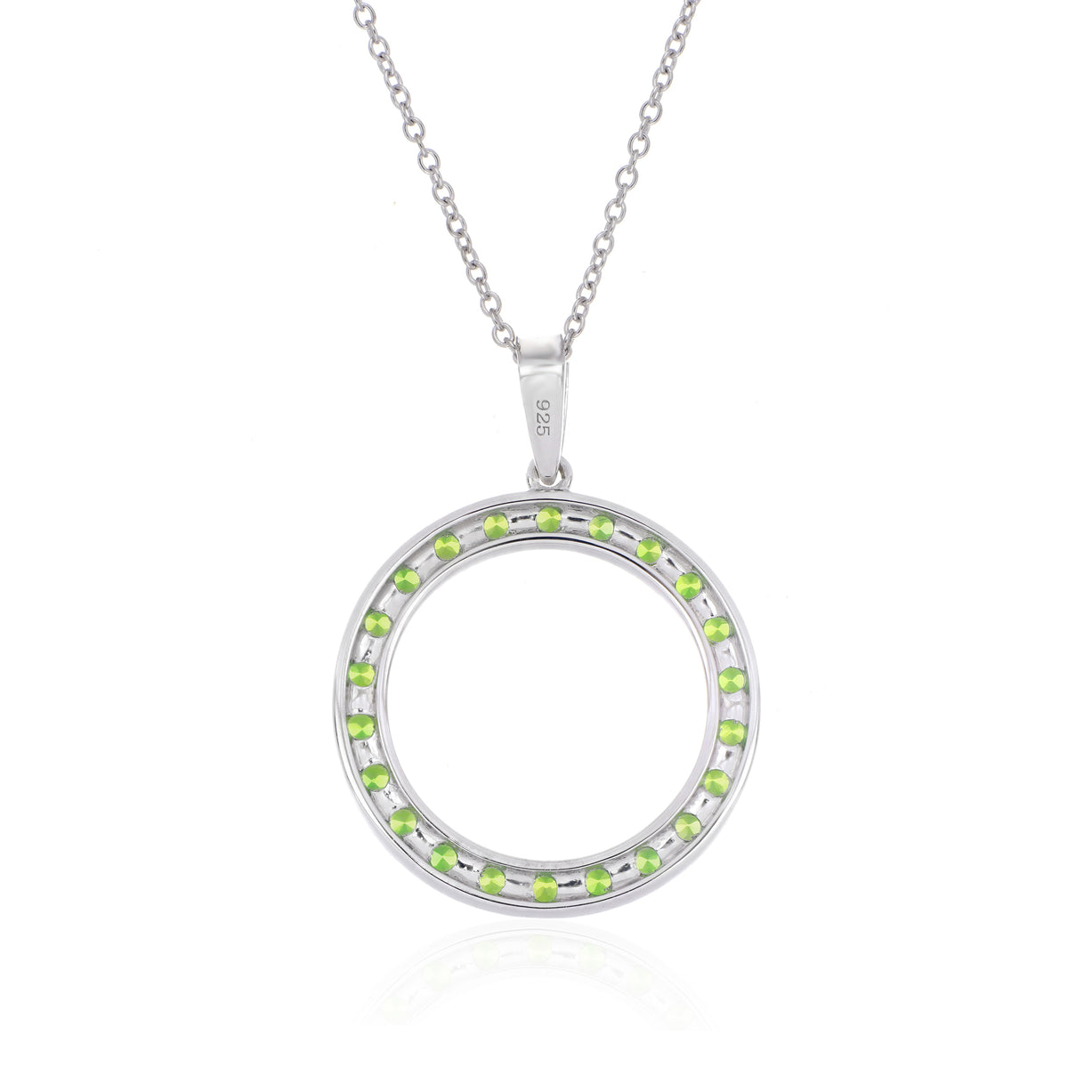 925 Sterling Silver Round-Cut Gemstone Circle Pendant