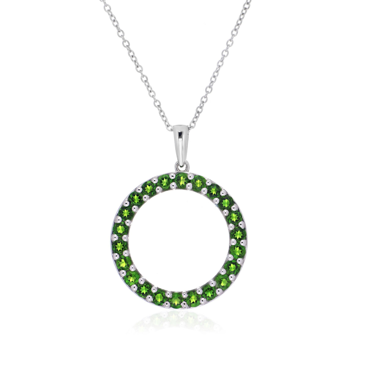 925 Sterling Silver Round-Cut Gemstone Circle Pendant