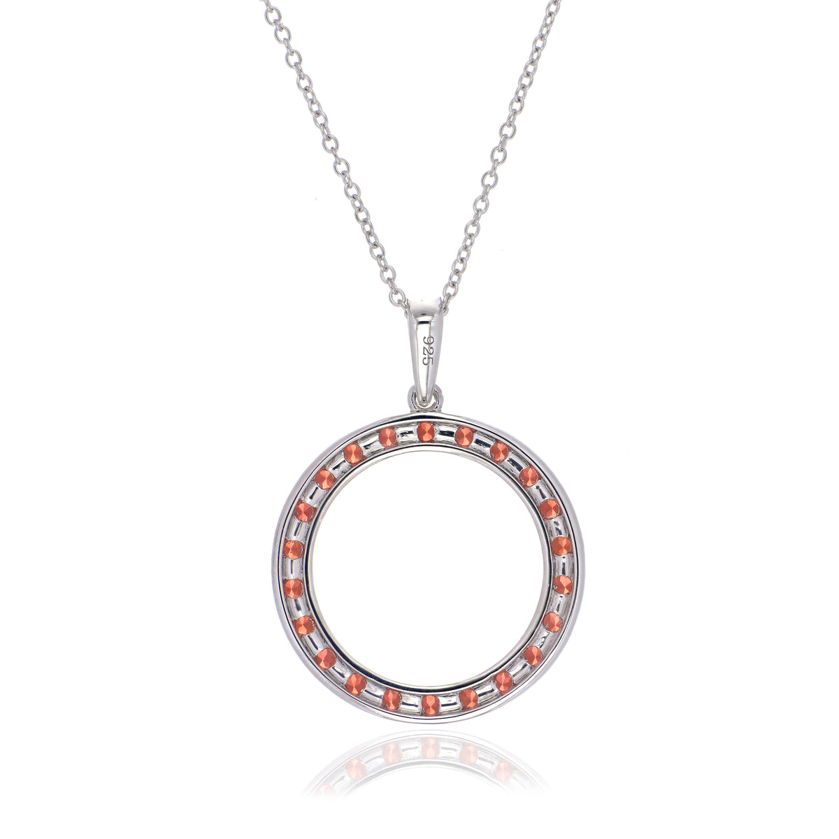 925 Sterling Silver Round-Cut Gemstone Circle Pendant