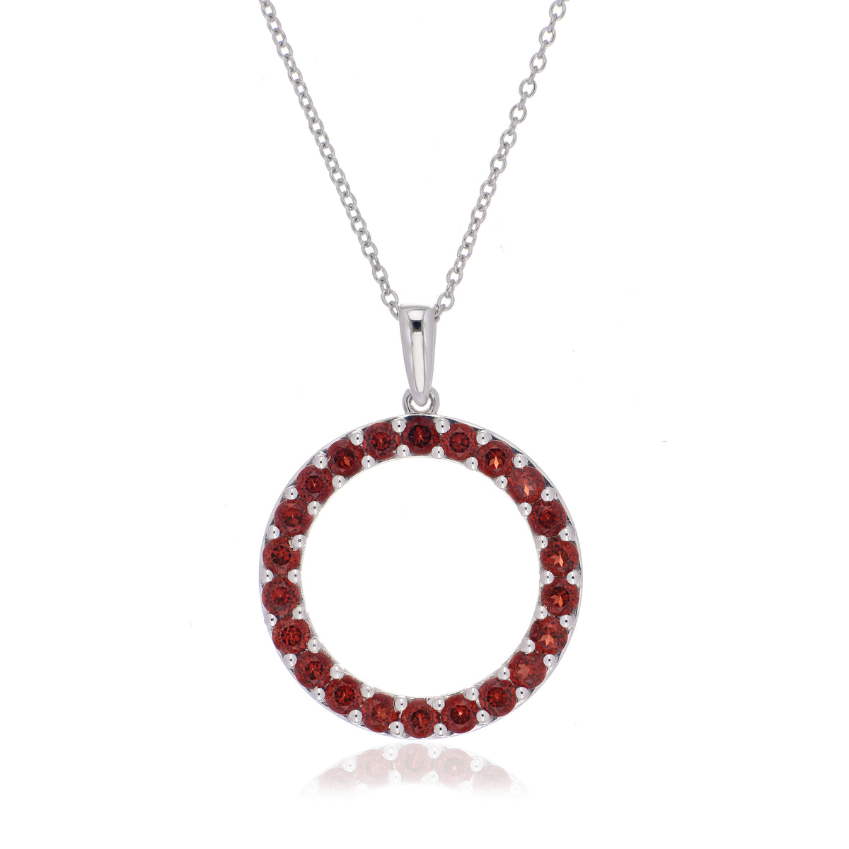 925 Sterling Silver Round-Cut Gemstone Circle Pendant