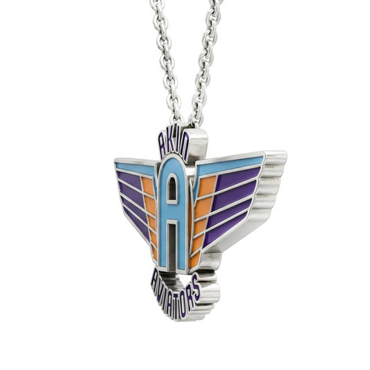 Akin Elementary School Aviators Wing Logo Pendant with Enamel