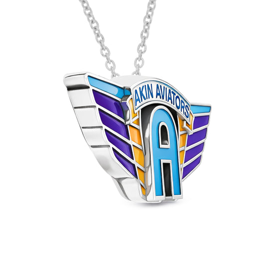 Akin Elementary School "A" Aviators Wing Pendant with Enamel