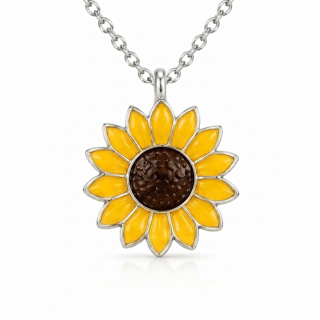 Sunflower Kids Pendant – Yellow Enamel Floral Pendant