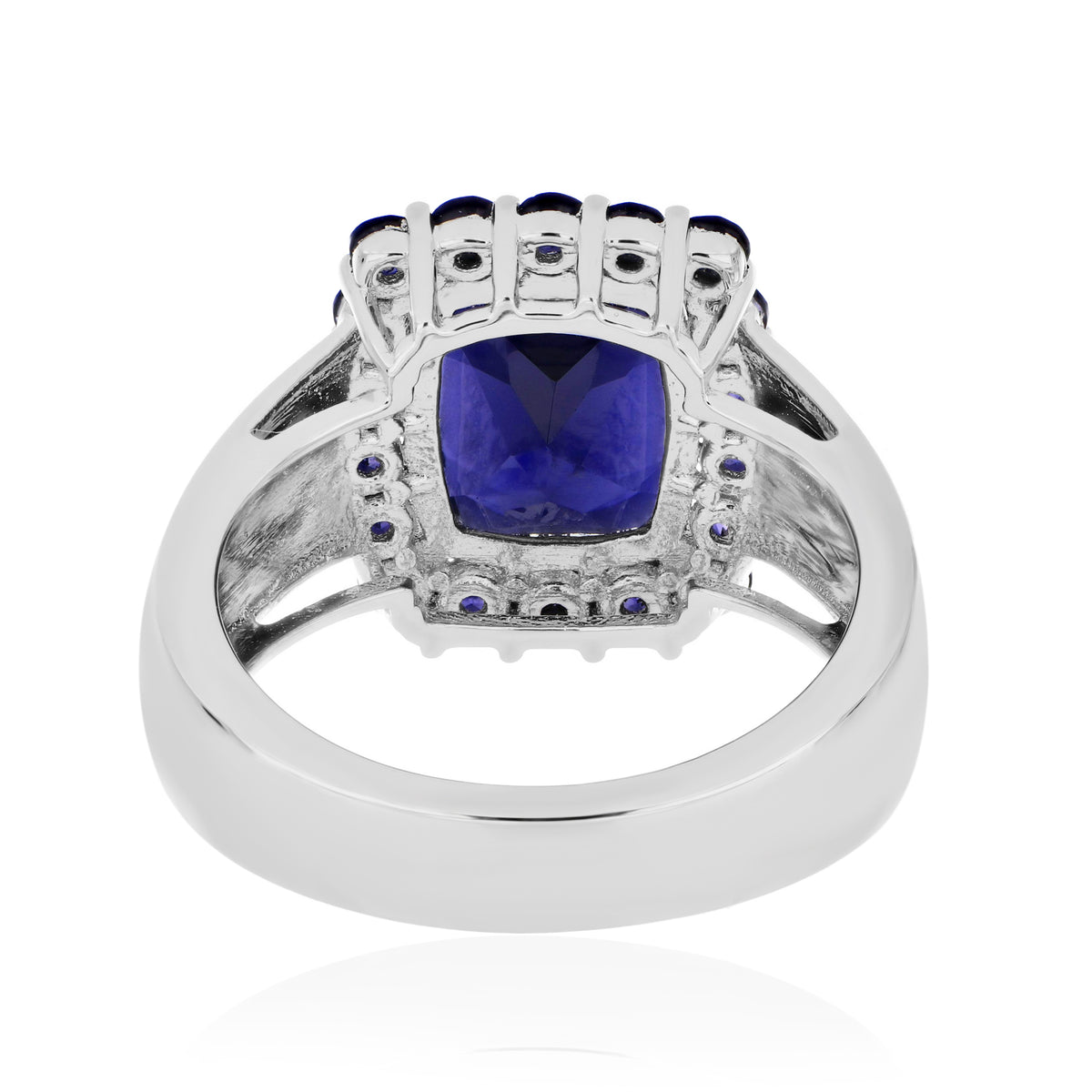 925 Sterling Silver Cushion and Round Gemstone Halo Statement Ring