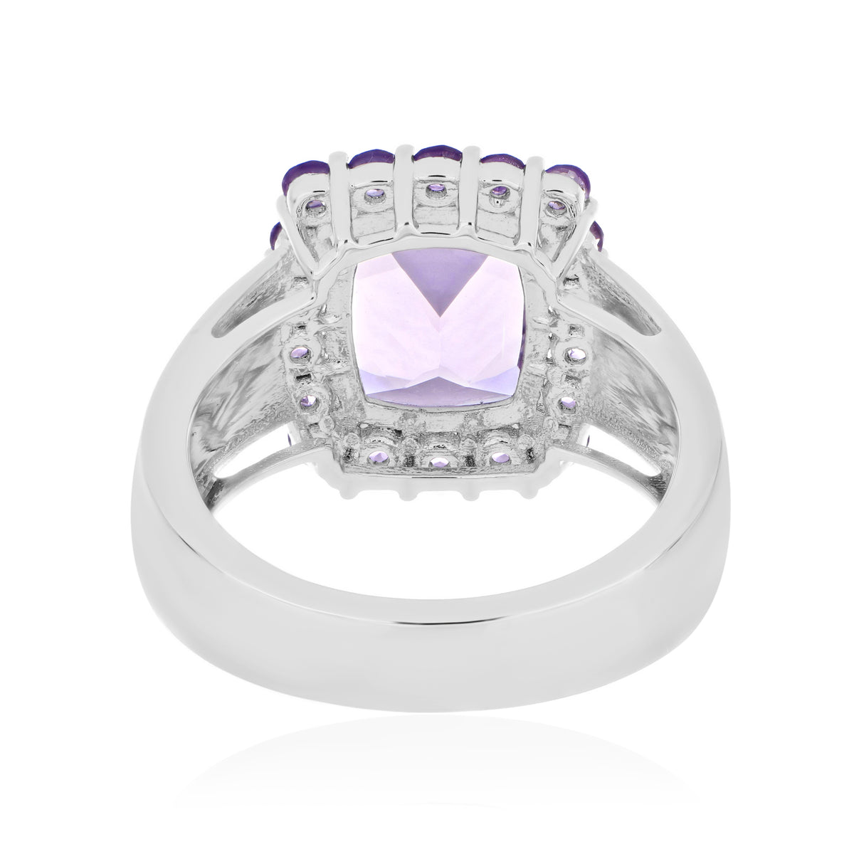925 Sterling Silver Cushion and Round Gemstone Halo Statement Ring