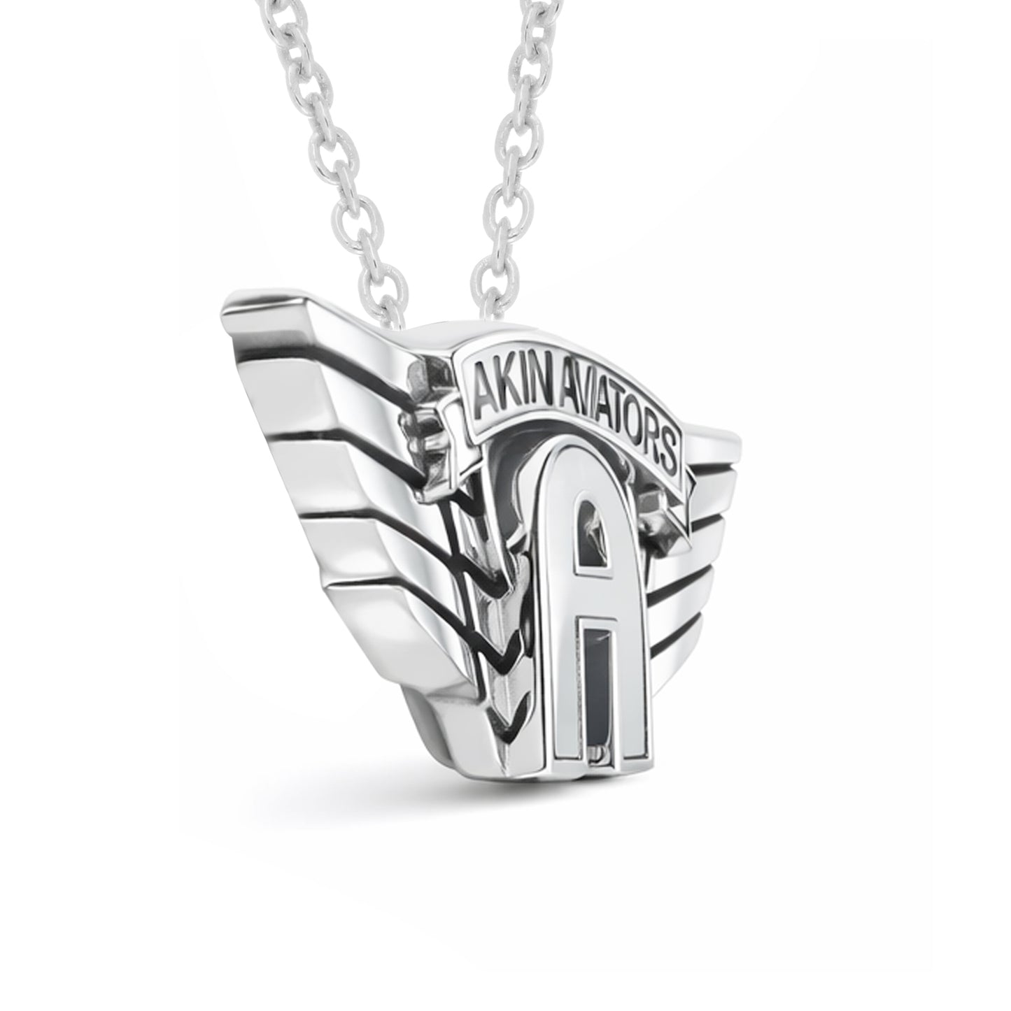 Akin Spirit Aviators Wing Logo Pendant with Oxidized