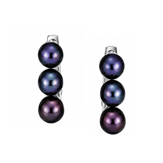 Midnight Bloom Pearl Hoops