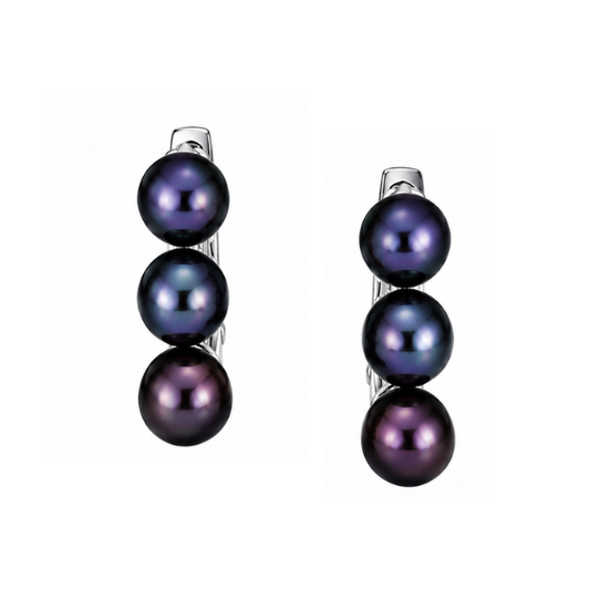 Midnight Bloom Pearl Hoops