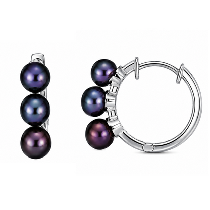 Midnight Bloom Pearl Hoops