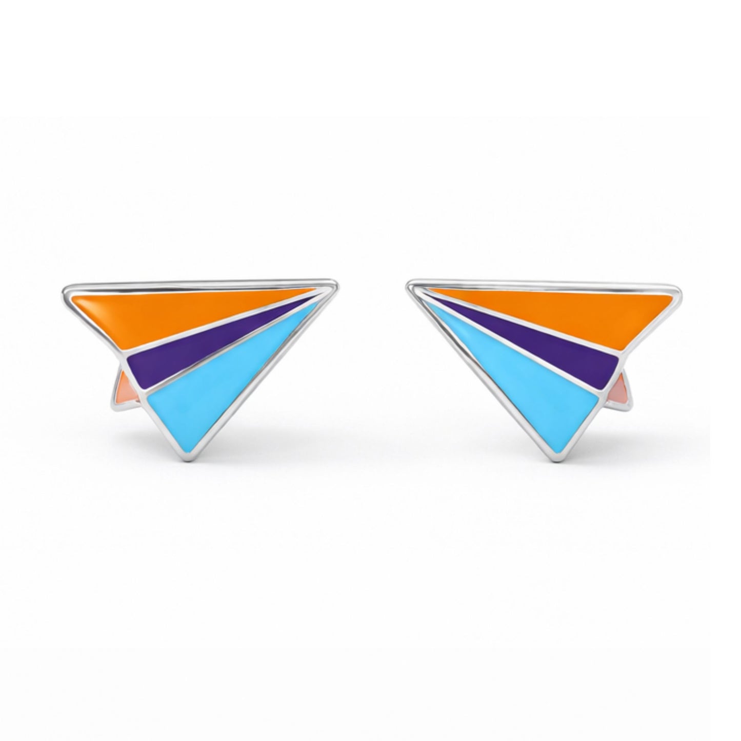 Akin Spirit Enamel Paper Plane Stud Earrings