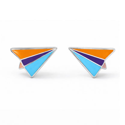 Akin Spirit Enamel Paper Plane Stud Earrings