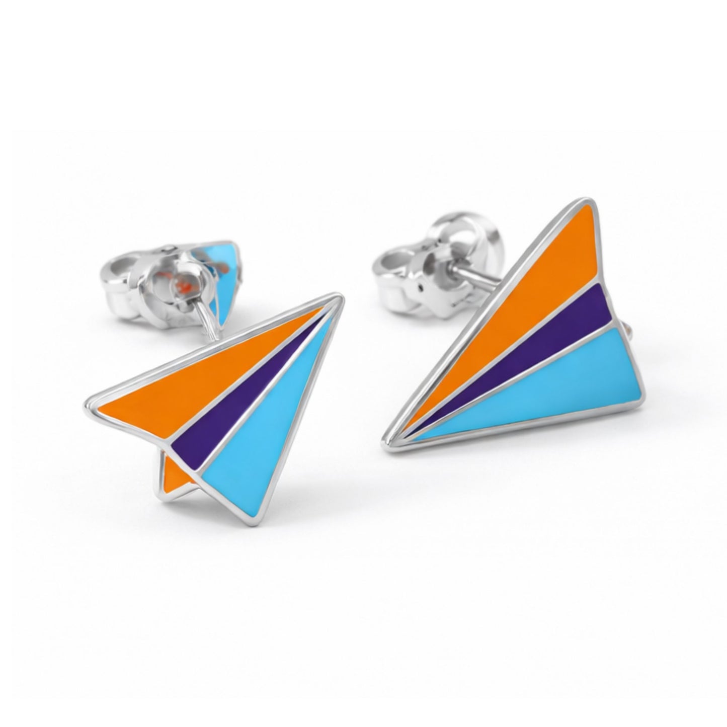 Akin Spirit Enamel Paper Plane Stud Earrings