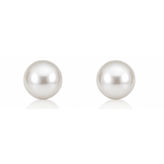 Pearl Round Button Stud Earrings White, Peacock Purple & Peacock Pearls