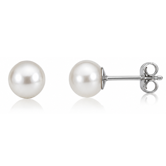 Pearl Round Button Stud Earrings White, Peacock Purple & Peacock Pearls