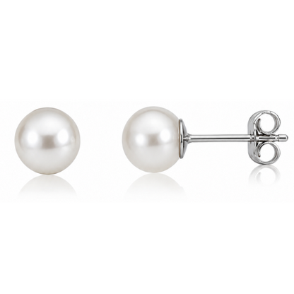 Pearl Round Button Stud Earrings White, Peacock Purple & Peacock Pearls