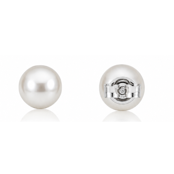 Pearl Round Button Stud Earrings White, Peacock Purple & Peacock Pearls