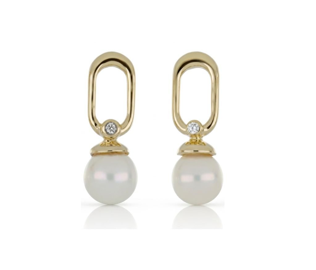 Pearl Orbit Drop Stud Earrings