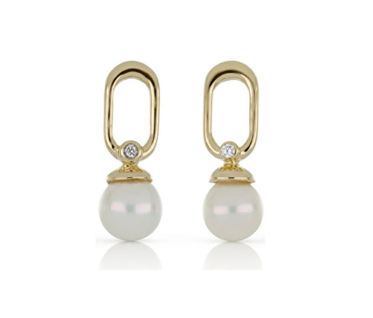 Pearl Orbit Drop Stud Earrings