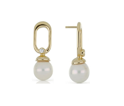 Pearl Orbit Drop Stud Earrings