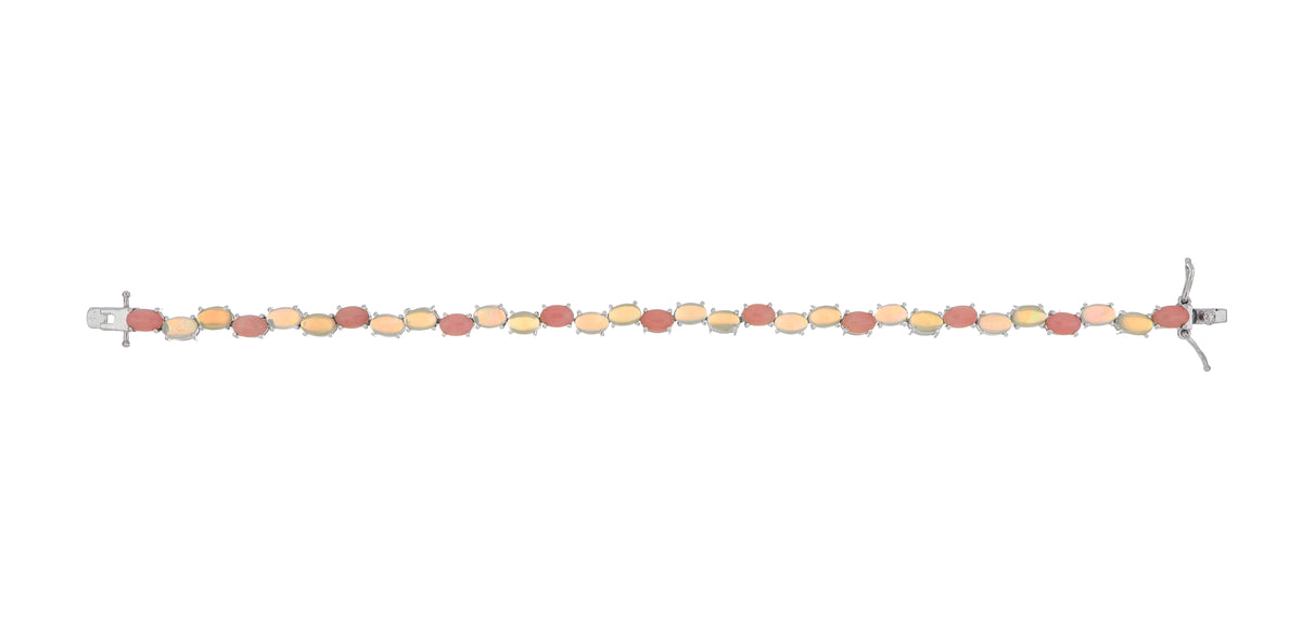 925 Sterling Silver Pink and Ethiopian Opal Tennis Bracelet