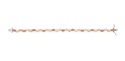925 Sterling Silver Pink and Ethiopian Opal Tennis Bracelet