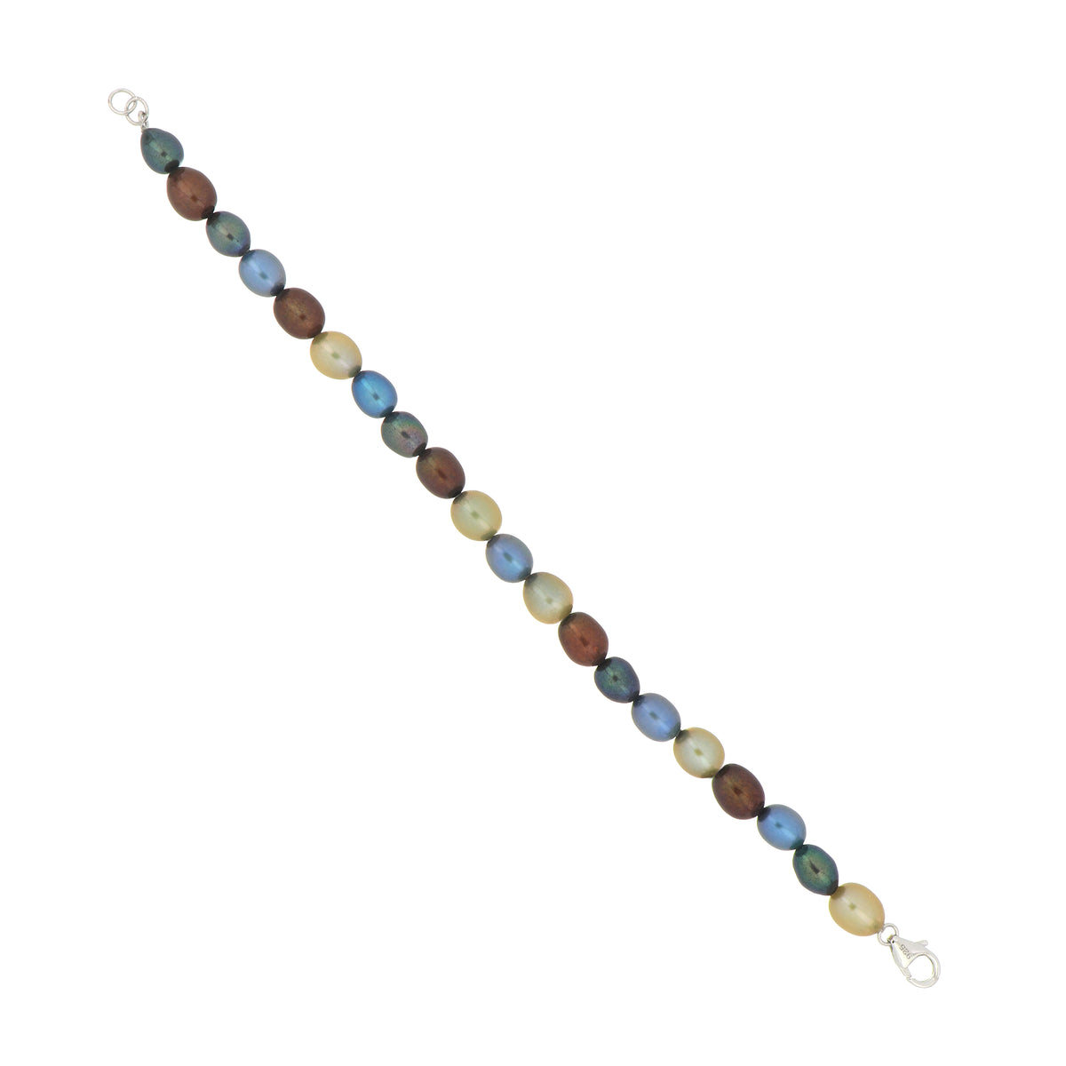 Multicolor Peacock Pearl Beaded Bracelet in Silver-Tone Finish