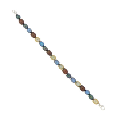 Multicolor Peacock Pearl Beaded Bracelet in Silver-Tone Finish