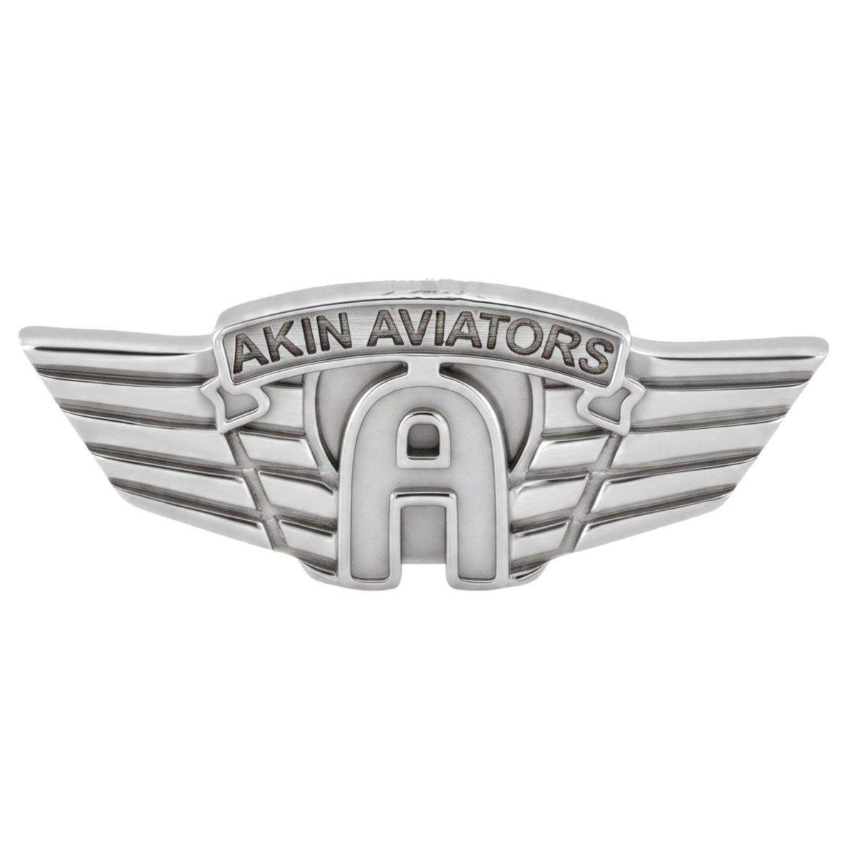 Akin Spirit Aviator Wing Logo Brooch Pin with Oxidized