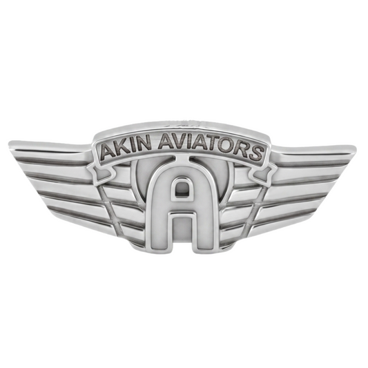 Akin Spirit Aviator Wing Logo Brooch Pin with Oxidized