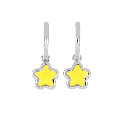 Yellow Star Enamel Hoop Earrings