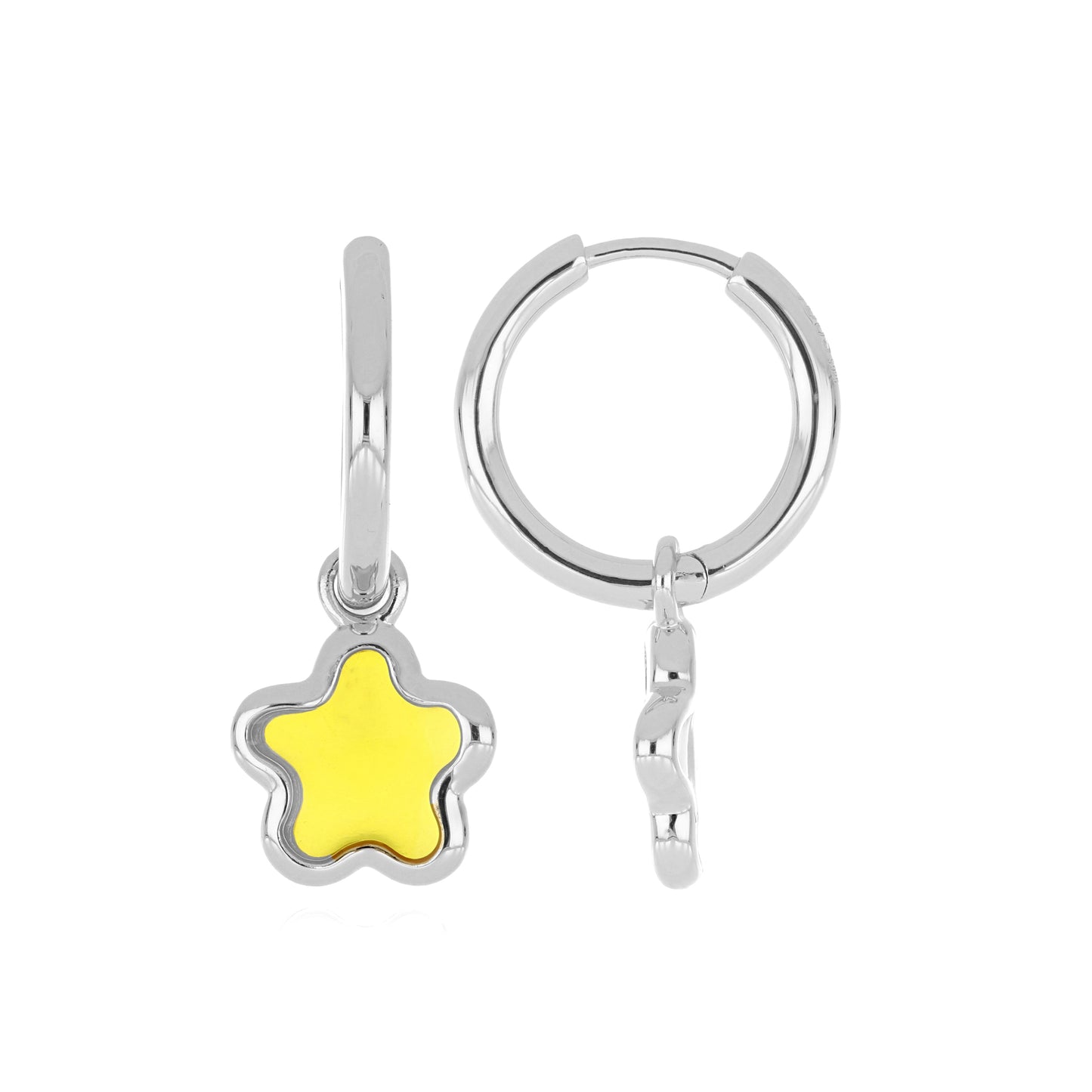 Yellow Star Enamel Hoop Earrings