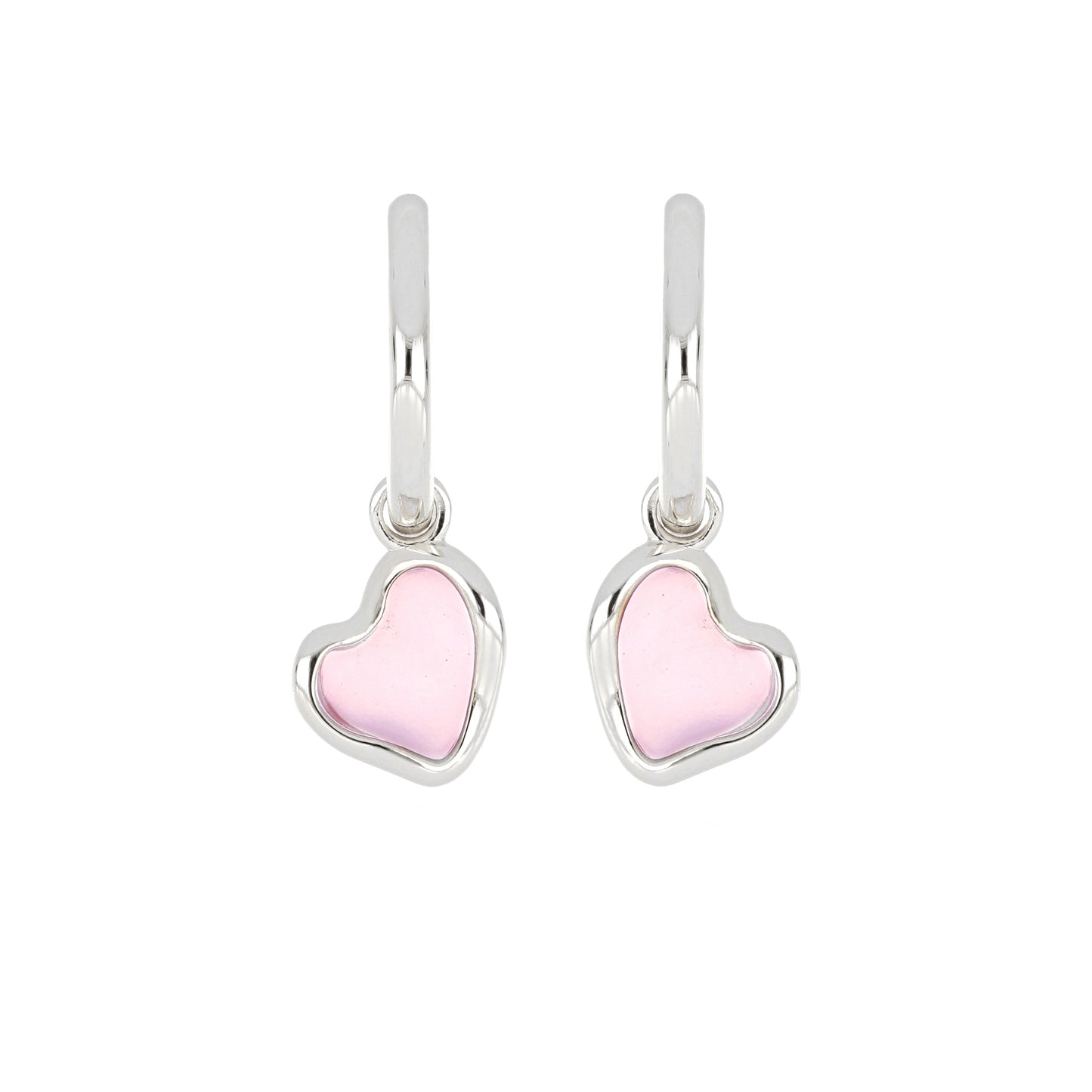 Pink Heart Enamel Hoop Earrings