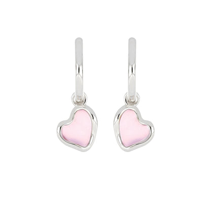 Pink Heart Enamel Hoop Earrings