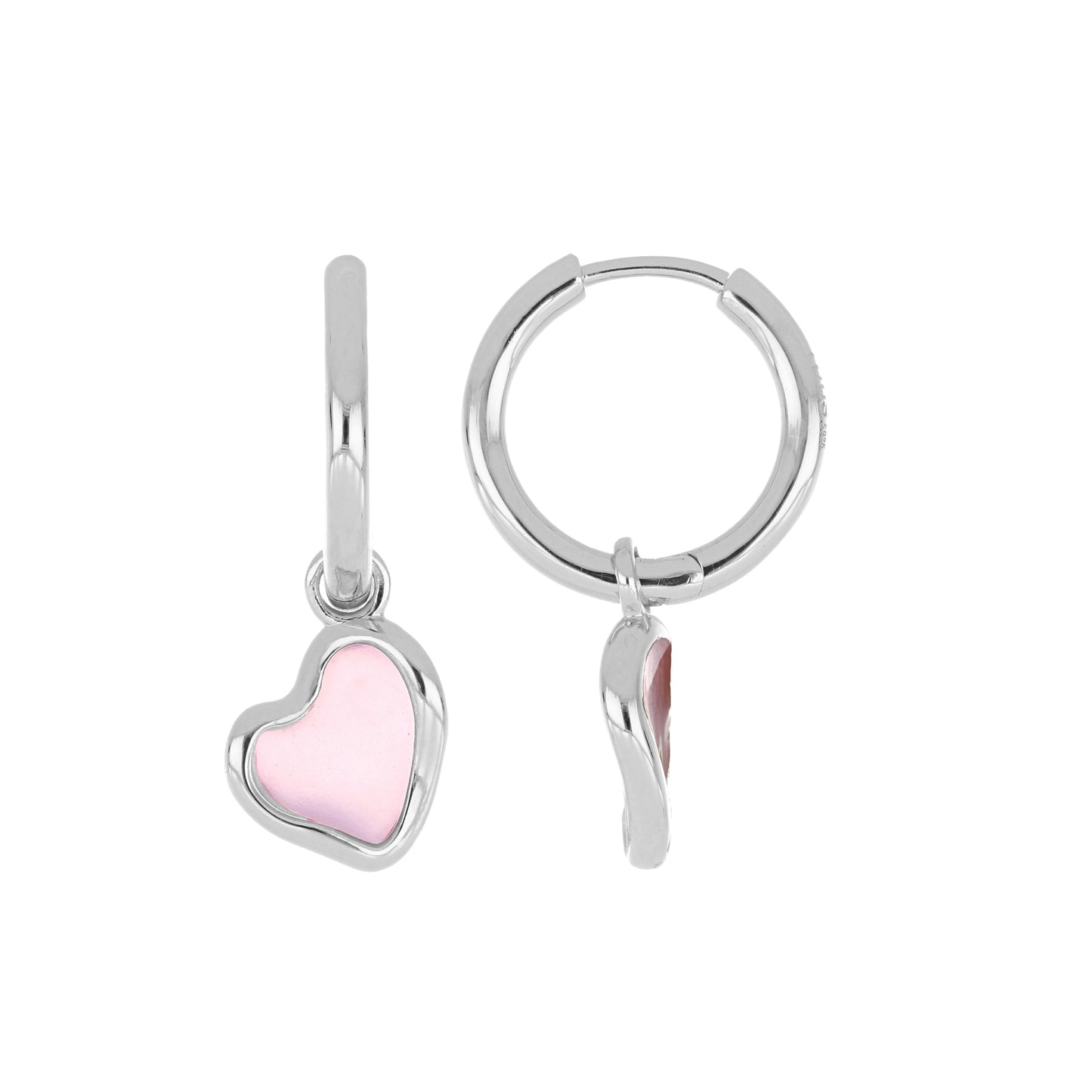Pink Heart Enamel Hoop Earrings