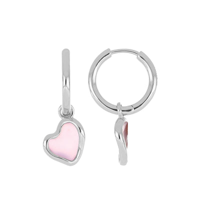 Pink Heart Enamel Hoop Earrings