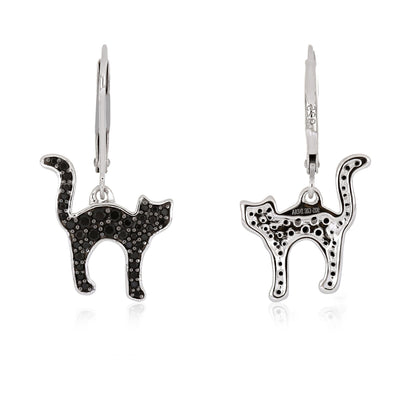 Black Spinel Cat Lever Back Earrings