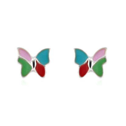 Multicolor Butterfly Enamel Stud Earrings