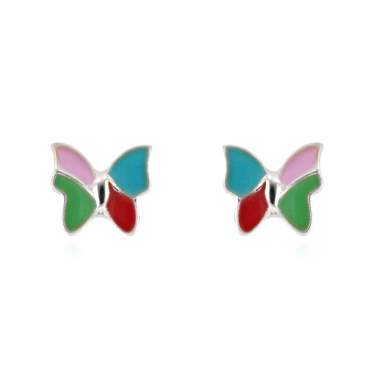 Multicolor Butterfly Enamel Stud Earrings
