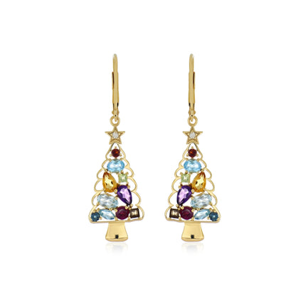 Festive Christmas Tree Dangle Earrings