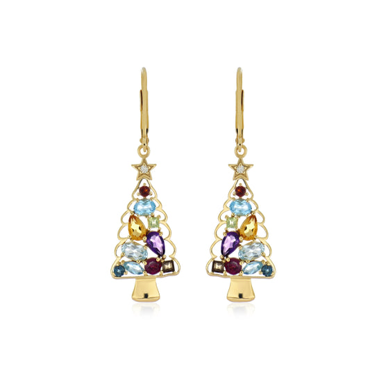 Festive Christmas Tree Dangle Earrings