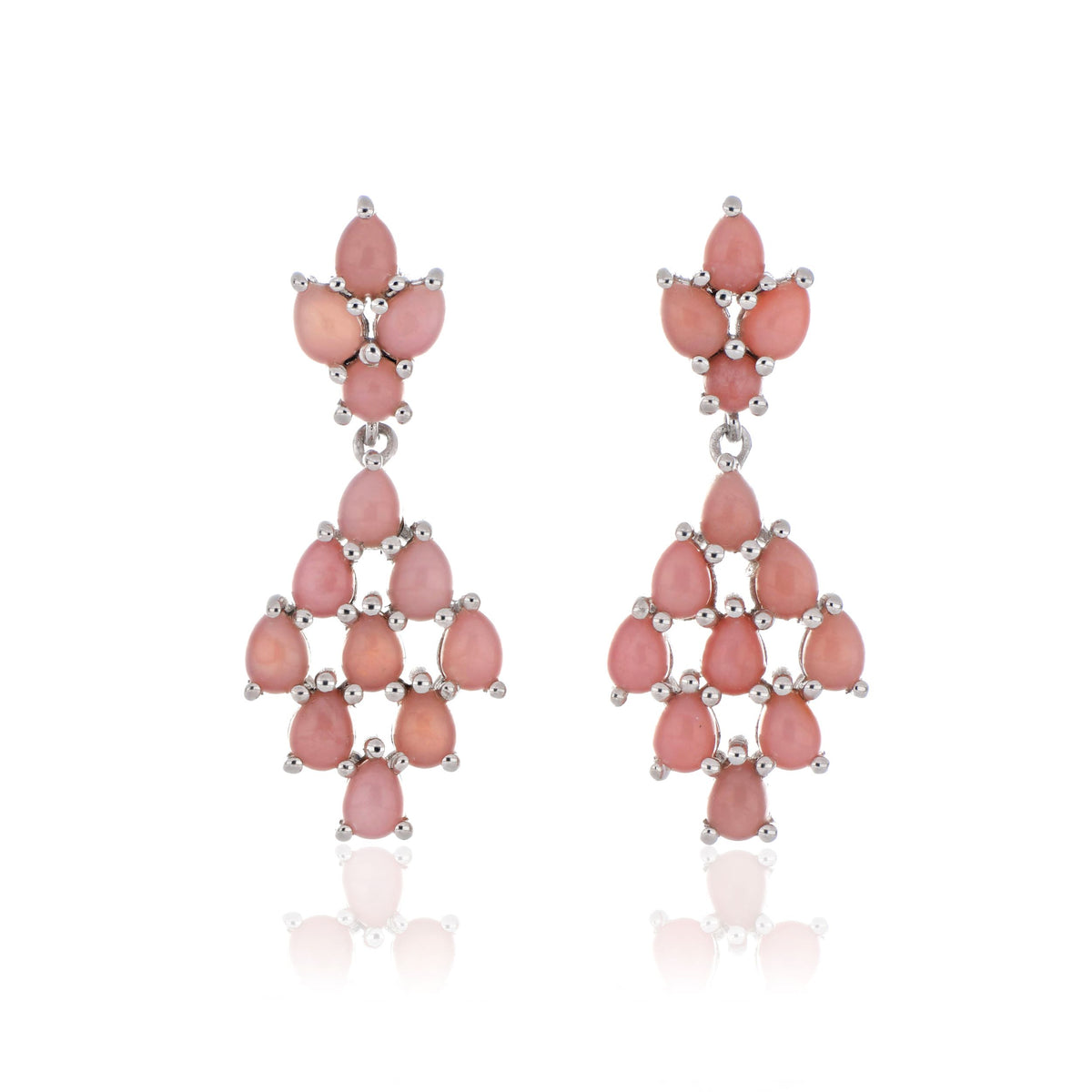 925 Sterling Silver Pink Opal Chandelier Earrings