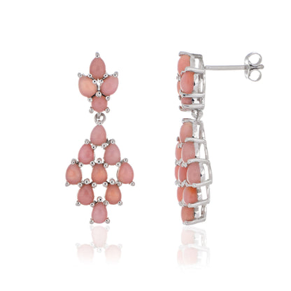 925 Sterling Silver Pink Opal Chandelier Earrings