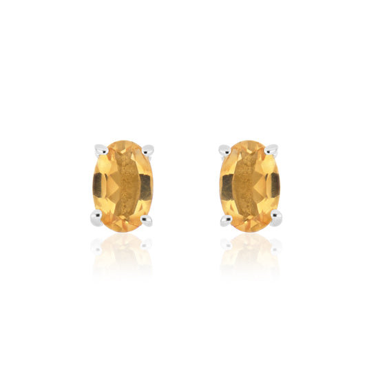 Elegant Oval-Cut Gemstone Stud Earrings